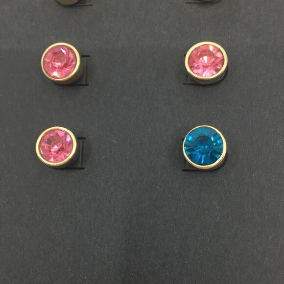 J Crew Set of three stud rhinestone earrings new on card - Picture 4 of 6
